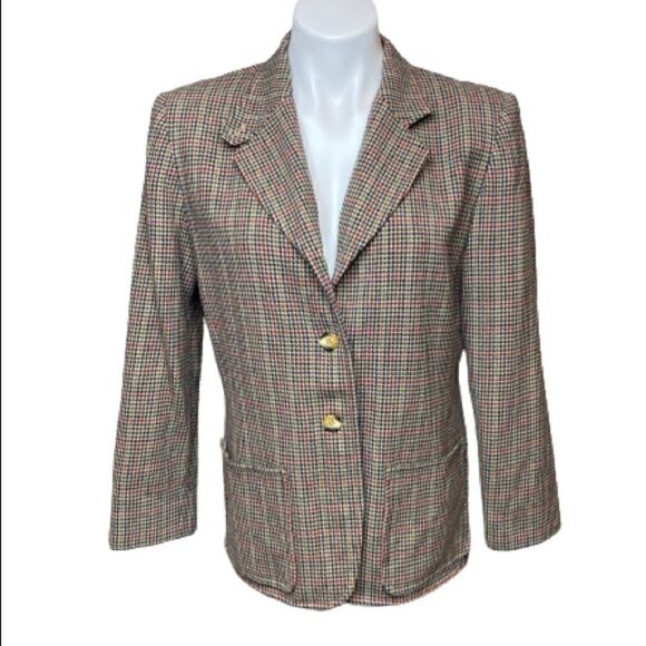 Pendleton originals tan houndstooth wool blazer size MP - Picture 1 of 16
